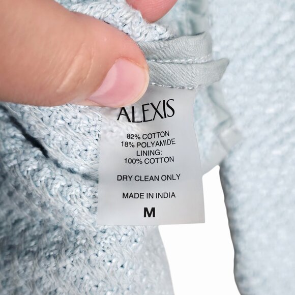 Alexis‎ Elvire Tweed Mini Dress Light Blue Cotton Long Sleeve Zip Front M - Picture 8 of 9